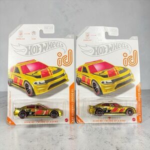 2019 Hot Wheels id Lot Of 2 Gold '15 Dodge Charger SRT 1/64 Diecast Police Cars